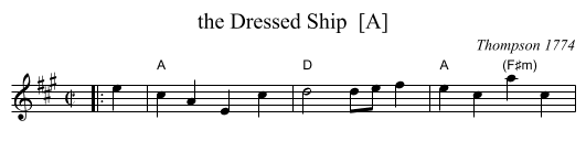 the Dressed Ship  [A] - staff notation