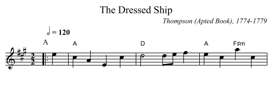 The Dressed Ship - staff notation