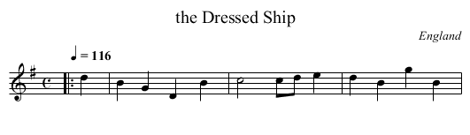 the Dressed Ship - staff notation