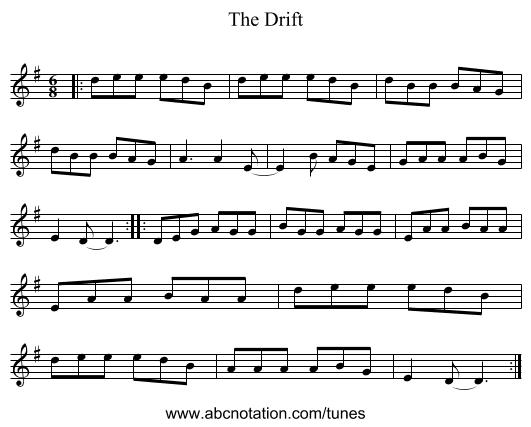 The Drift - staff notation