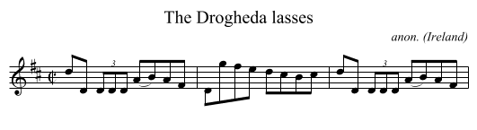 The Drogheda lasses - staff notation