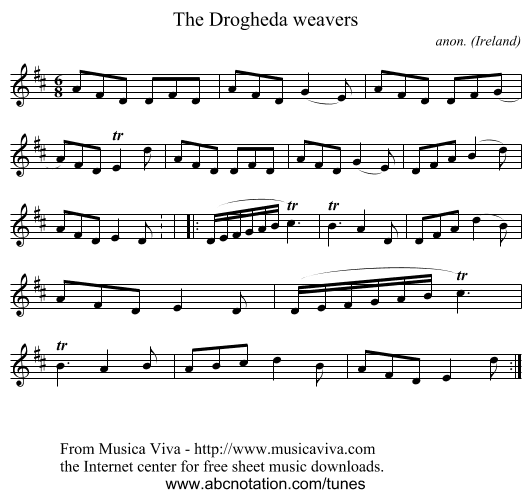 The Drogheda weavers - staff notation