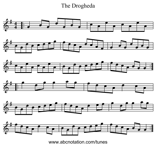 The Drogheda - staff notation