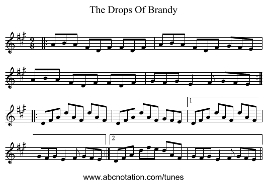 The Drops Of Brandy - staff notation