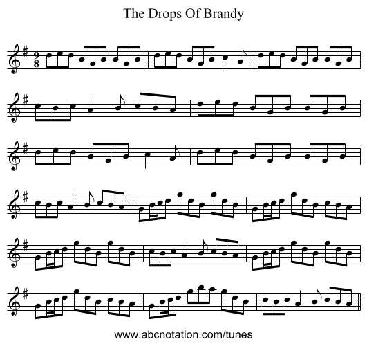 The Drops Of Brandy - staff notation