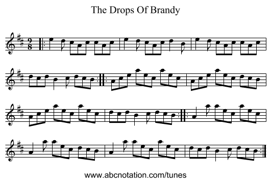 The Drops Of Brandy - staff notation