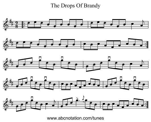 The Drops Of Brandy - staff notation