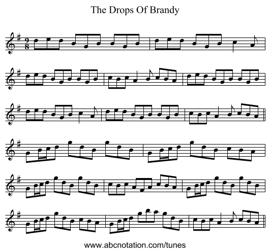 The Drops Of Brandy - staff notation