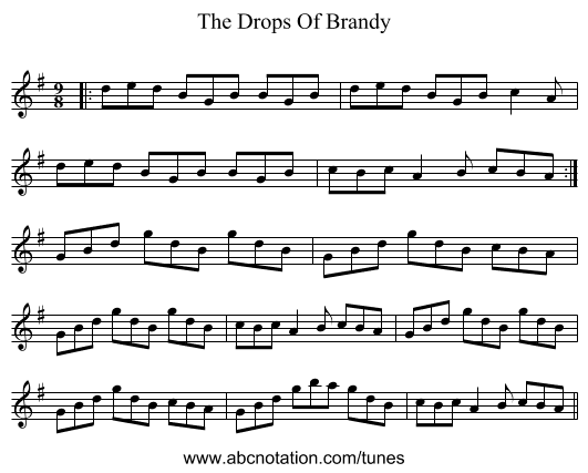 The Drops Of Brandy - staff notation