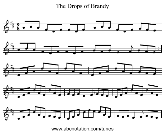 The Drops of Brandy - staff notation