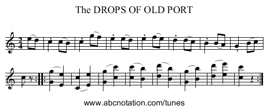 The DROPS OF OLD PORT - staff notation