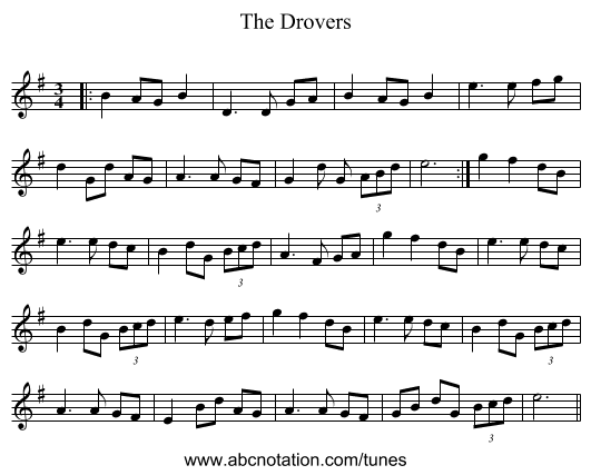 The Drovers - staff notation