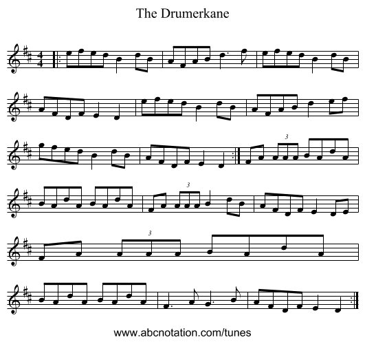 The Drumerkane - staff notation