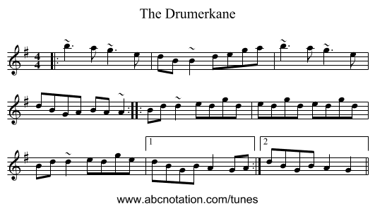 The Drumerkane - staff notation
