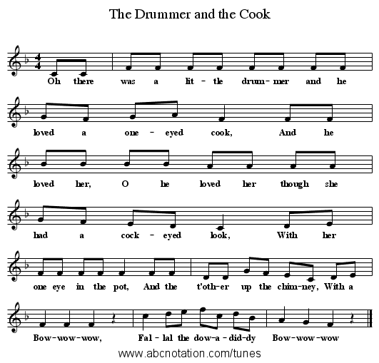 The Drummer and the Cook - staff notation