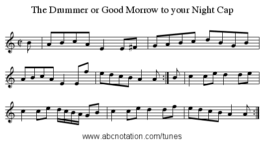 The Drummer or Good Morrow to your Night Cap - staff notation