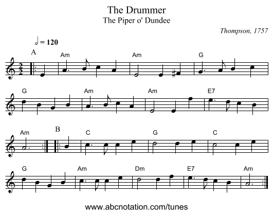 The Drummer - staff notation