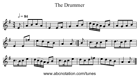 The Drummer - staff notation