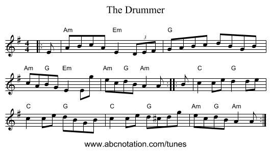 The Drummer - staff notation
