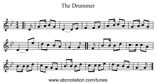 The Drummer - staff notation