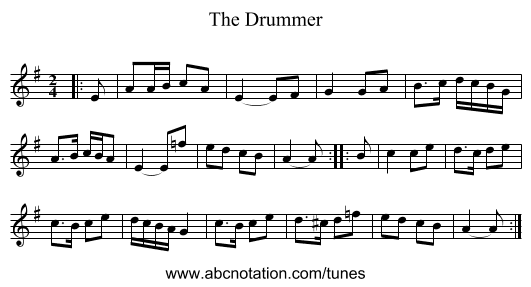 The Drummer - staff notation
