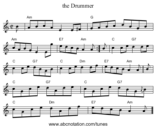 the Drummer - staff notation