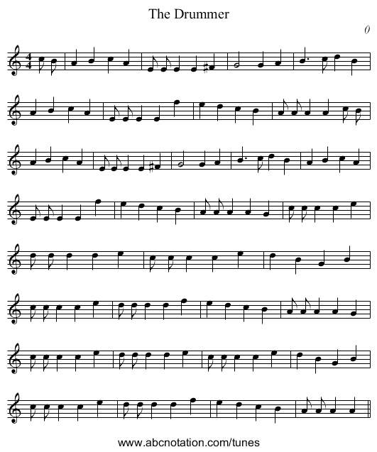 The Drummer - staff notation
