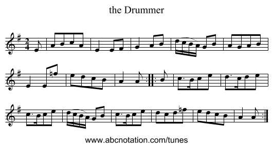 the Drummer - staff notation