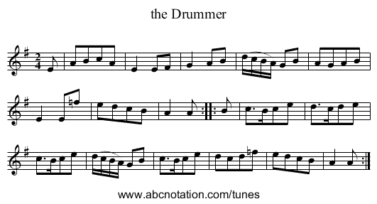 the Drummer - staff notation
