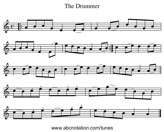 The Drummer - staff notation