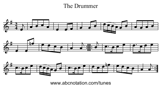 The Drummer - staff notation