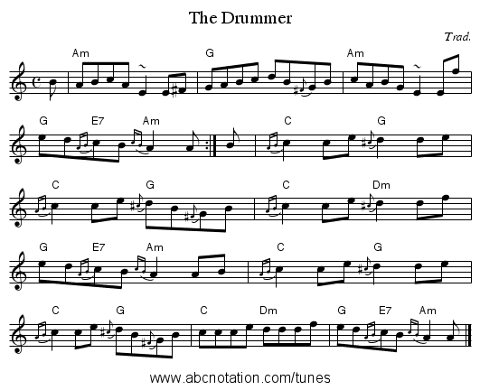 The Drummer - staff notation