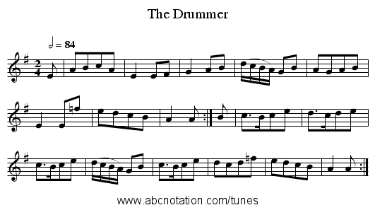 The Drummer - staff notation