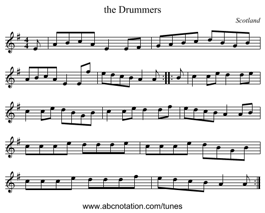 the Drummers - staff notation