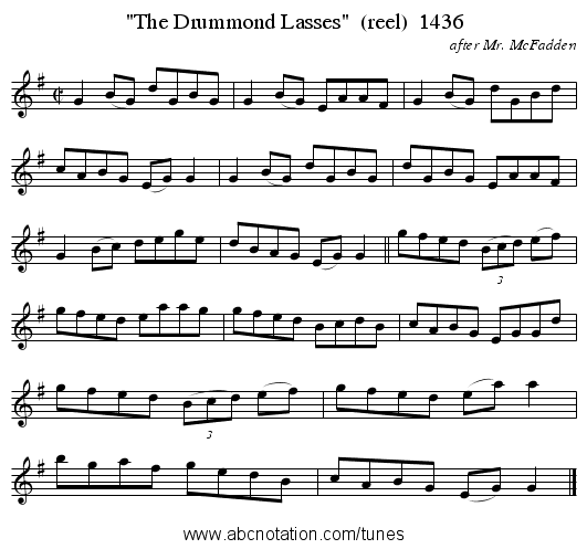 The Drummond Lasses  (reel)  1436 - staff notation