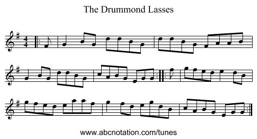 The Drummond Lasses - staff notation