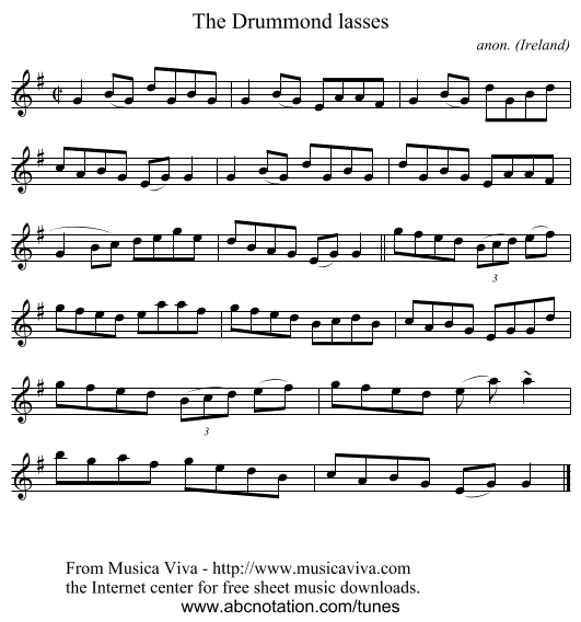 The Drummond lasses - staff notation