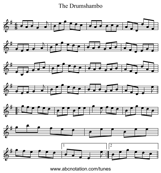 The Drumshambo - staff notation