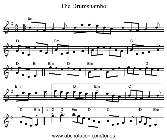 The Drumshambo - staff notation
