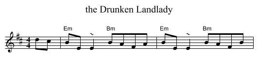 the Drunken Landlady - staff notation