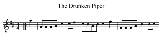 The Drunken Piper - staff notation