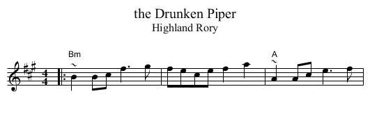 the Drunken Piper - staff notation