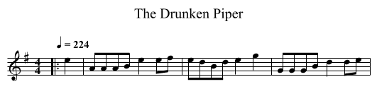 The Drunken Piper - staff notation