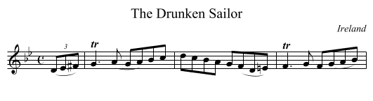The Drunken Sailor - staff notation