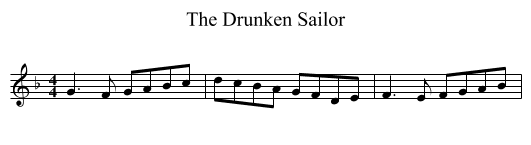 The Drunken Sailor - staff notation