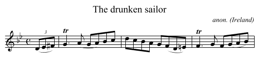 The drunken sailor - staff notation