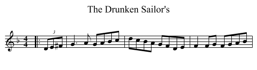 The Drunken Sailor's - staff notation