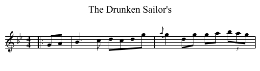 The Drunken Sailor's - staff notation
