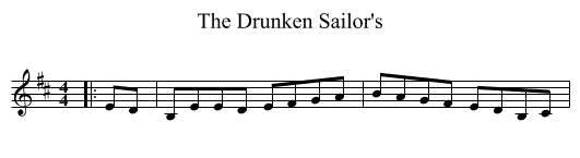 The Drunken Sailor's - staff notation