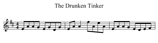 The Drunken Tinker - staff notation